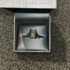 🆕 Silver Cream & Blue Ring Size 5